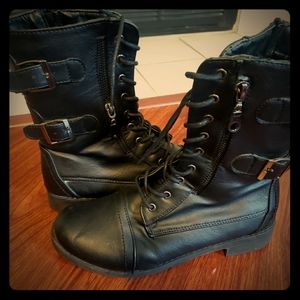 Black combat boots